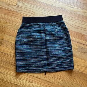 Milly Black and Blue Textured Pencil Skirt
